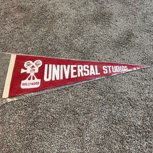 Vintage Hollywood Universal Studios Red Felt Pennant Banner Collectible Flag
